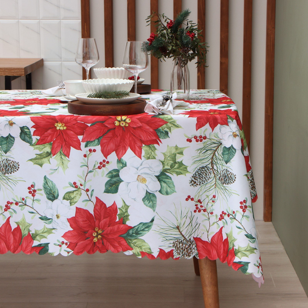 Скатерть «Рождественские цветы» | Happy New Year | Доляна