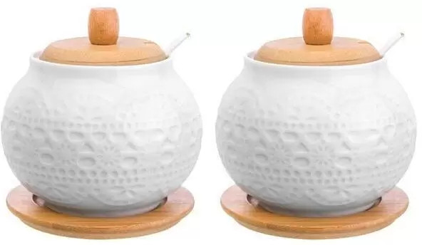 Набор сахарниц с ложкой на подставке «Белое кружево» | Elan Gallery