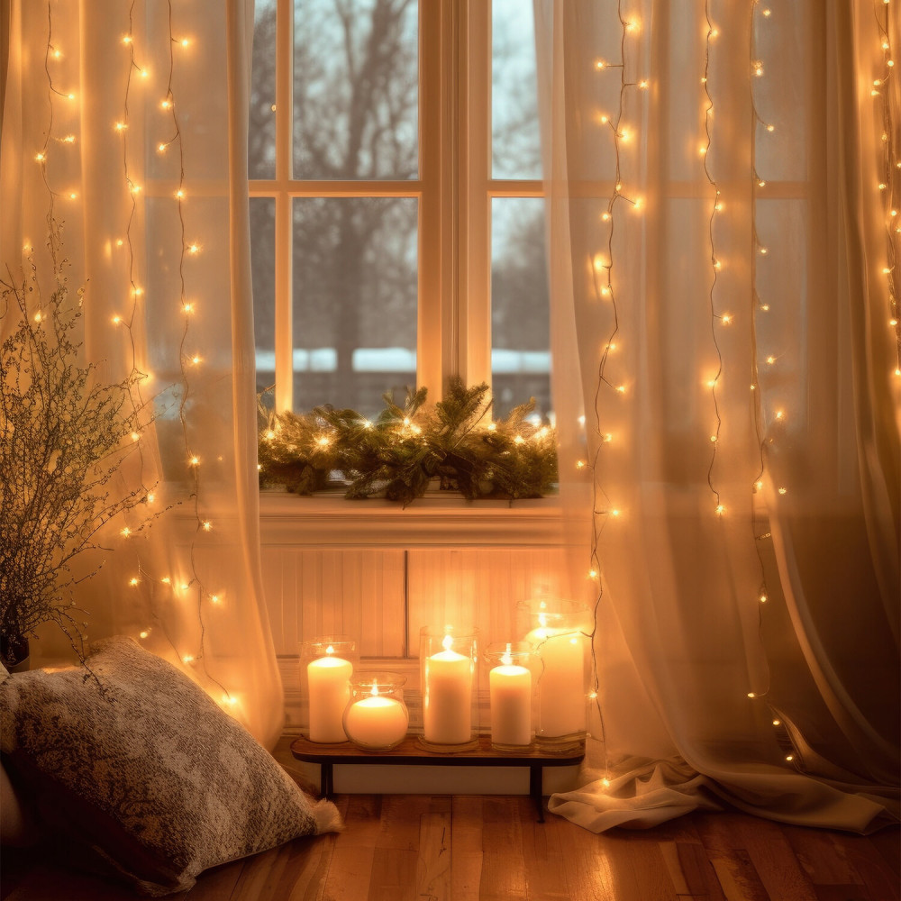 Электрогирлянда-занавес комнатная «Штора» | Золотая сказка