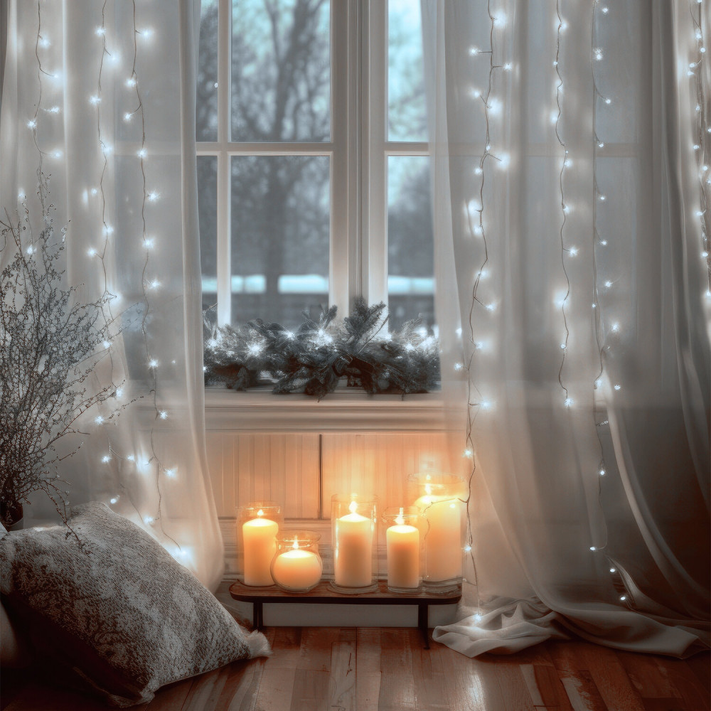 Электрогирлянда-занавес комнатная «Штора» | Золотая сказка