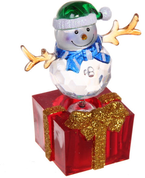 Фигурка с подсветкой «Снеговичок в колпачке на подарке» | Серпантин