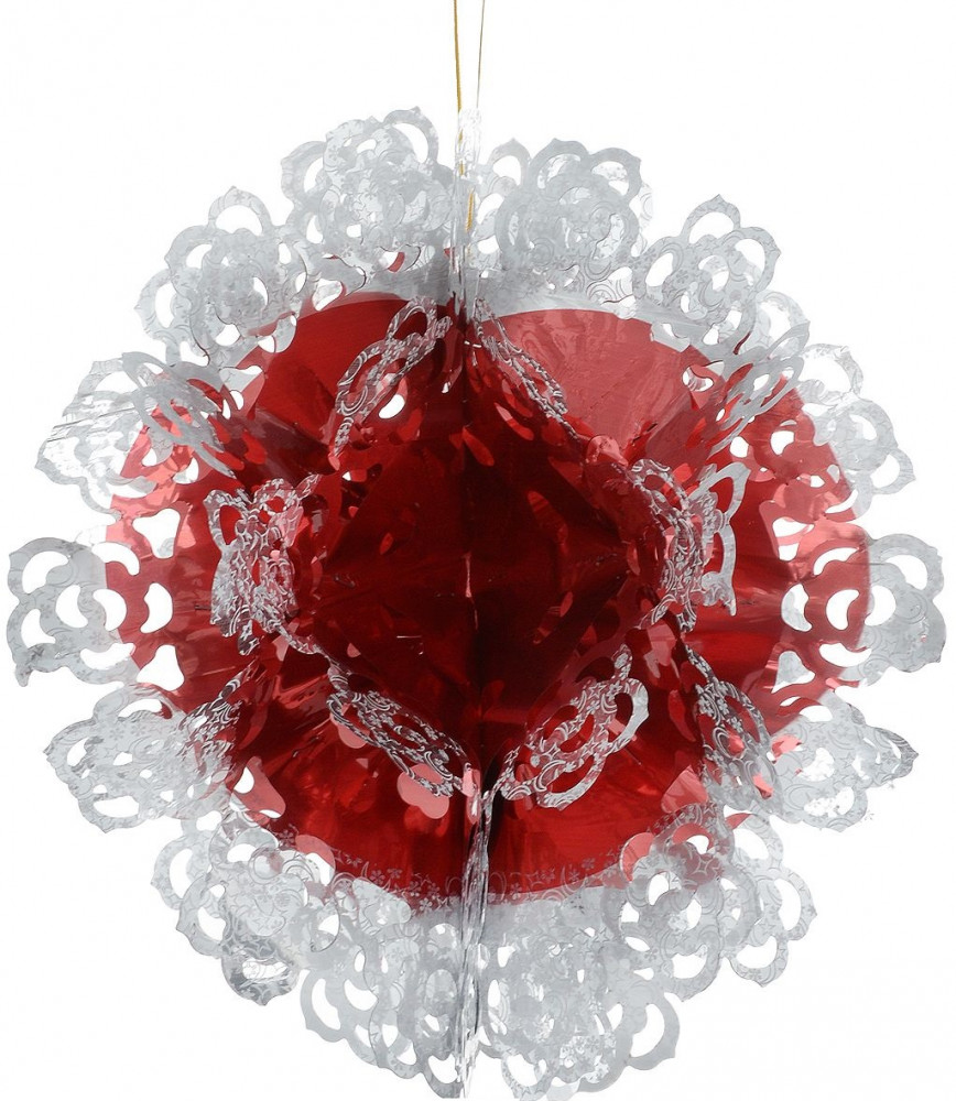 Гирлянда «Шар ажурный красно-белый» | Елки из фольги | Феникс Презент