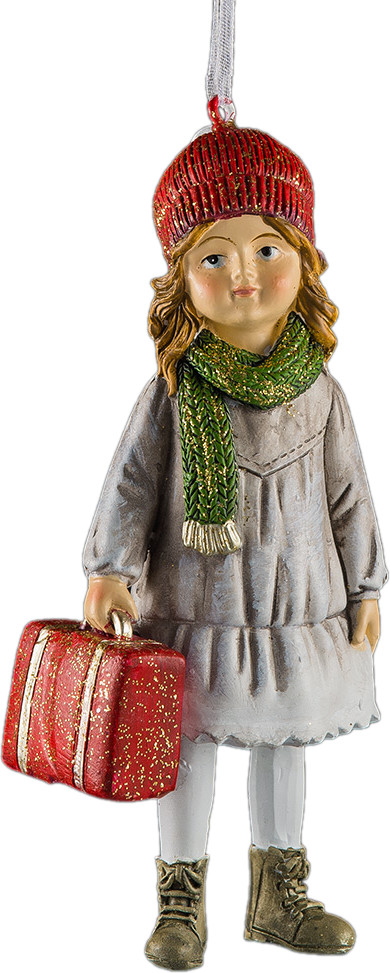 Украшение новогоднее «Девочка с чемоданом» | Музыкальная шкатулка | Erich Krause