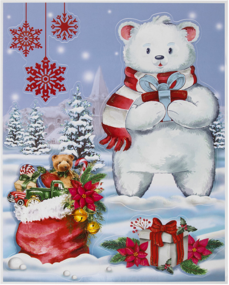 Наклейка для окон многоразовая «Медвежонок» | Золотая сказка