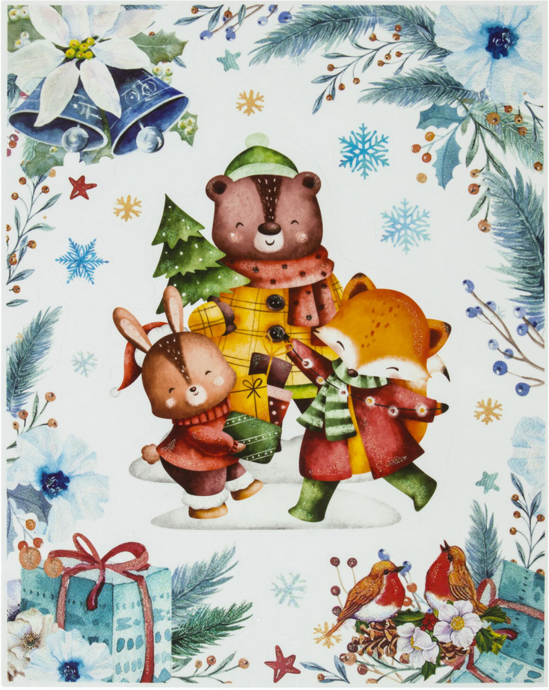 Наклейка для окон многоразовая «Весёлые зверята» | Золотая сказка