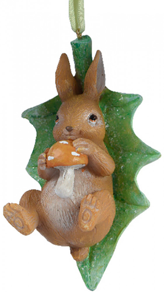 Игрушка ёлочная «Зайчик с грибом» | Decoris