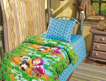 Комплект постельного белья Маша и медведь "Гость" (1,5-спальный, бязь, 1 наволочка 50х70, 3D упаковка)