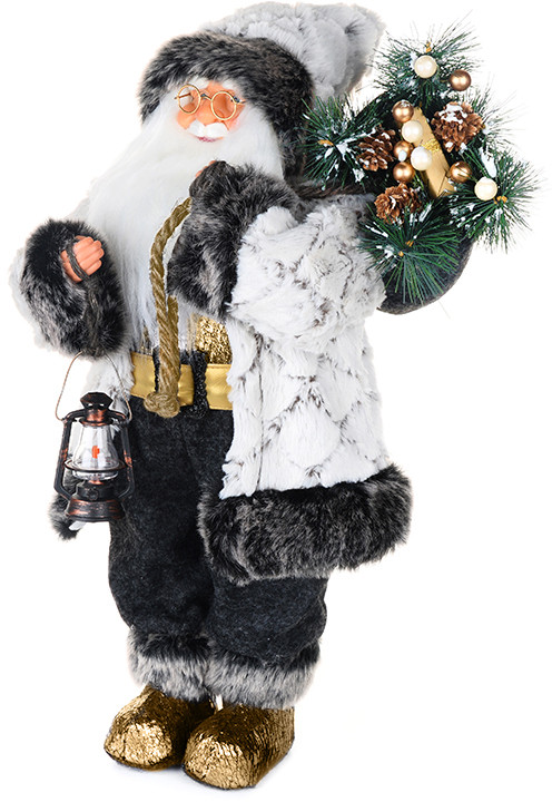 Фигурка «Дед Мороз в белой шубке с фонариком и хворостом» | MaxiToys