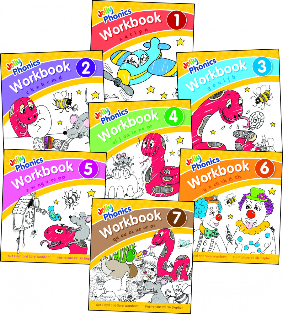 Jolly Phonics Workbooks 1-7. Set of 7 books