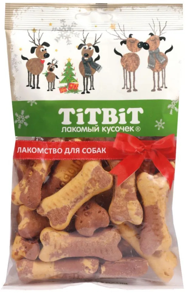 Лакомство для собак «Печенье косточки двухцветные» | Новогодняя коллекция | TiTBiT