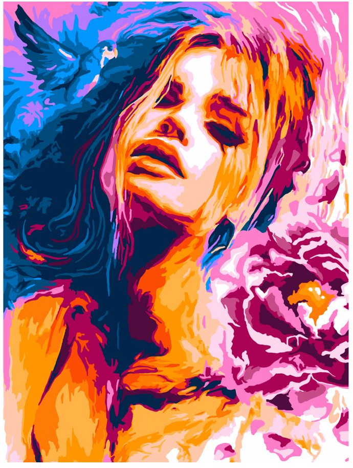 Картина по номерам «Девушка с цветком» | Lori