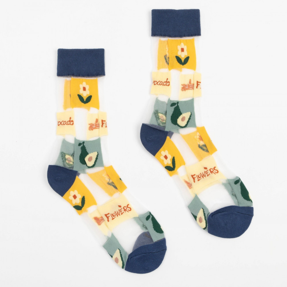 Носки женские «Цветы. Авокадо» | Glass Socks | MINAKU