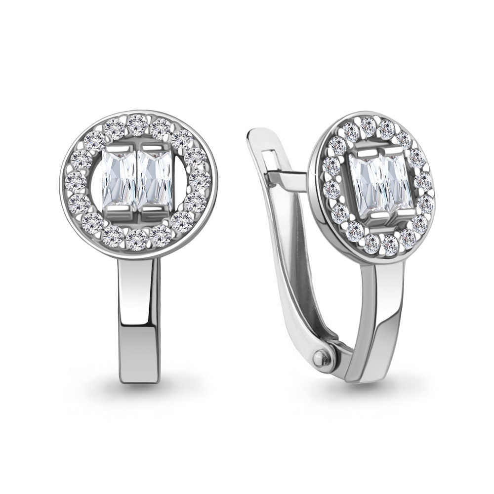 Серьги из серебра с фианитами | Aquamarine