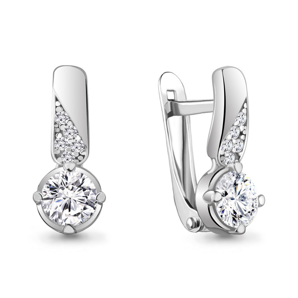 Серьги из серебра с фианитами | Aquamarine