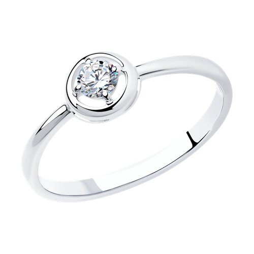 Помолвочное кольцо из серебра с фианитом | SOKOLOV