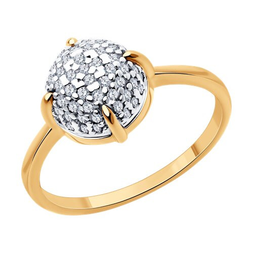 Кольцо из золочёного серебра с фианитами | Diamant