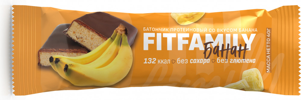 Батончик протеиновый глазированный со вкусом банана | FIT Family