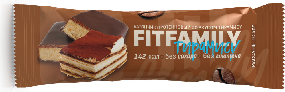 Батончик протеиновый глазированный со вкусом тирамису | FIT Family