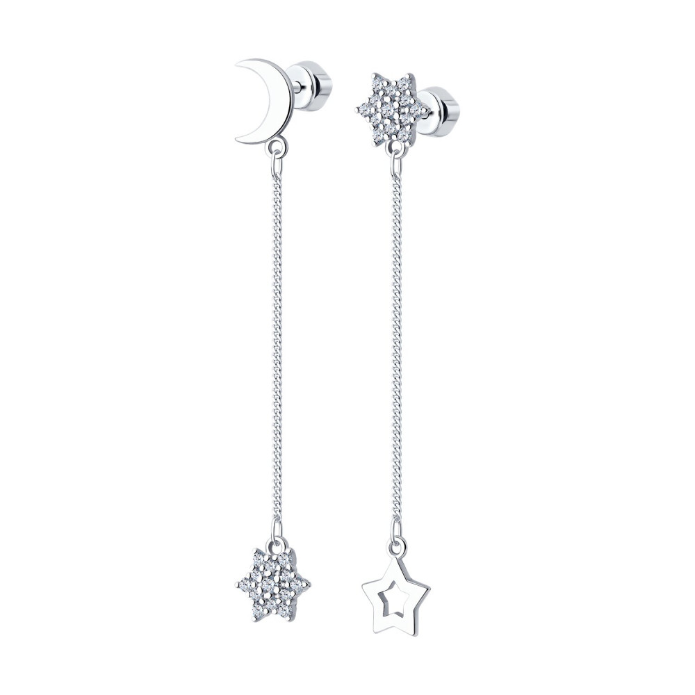 Серьги из серебра с фианитами | SKLV | SOKOLOV