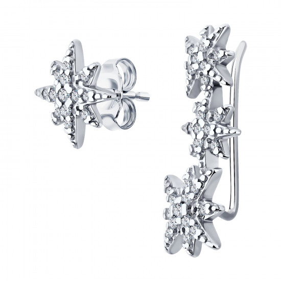 Серьги из серебра с фианитами