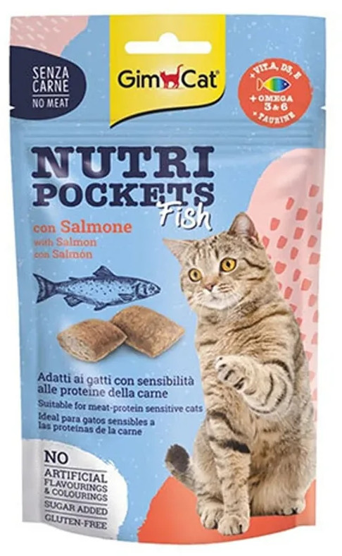 Лакомство для кошек с лососем «Nutri Pockets Fish» | Gimcat