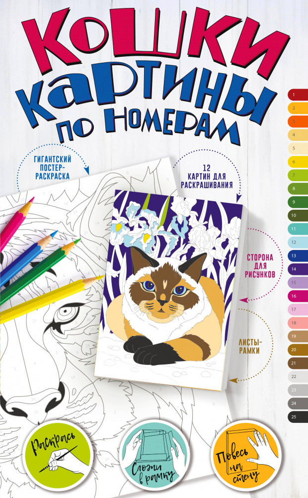 Картины по номерам. Кошки | Гигантский альбом-рамка. Подарок своими руками без ножниц и клея