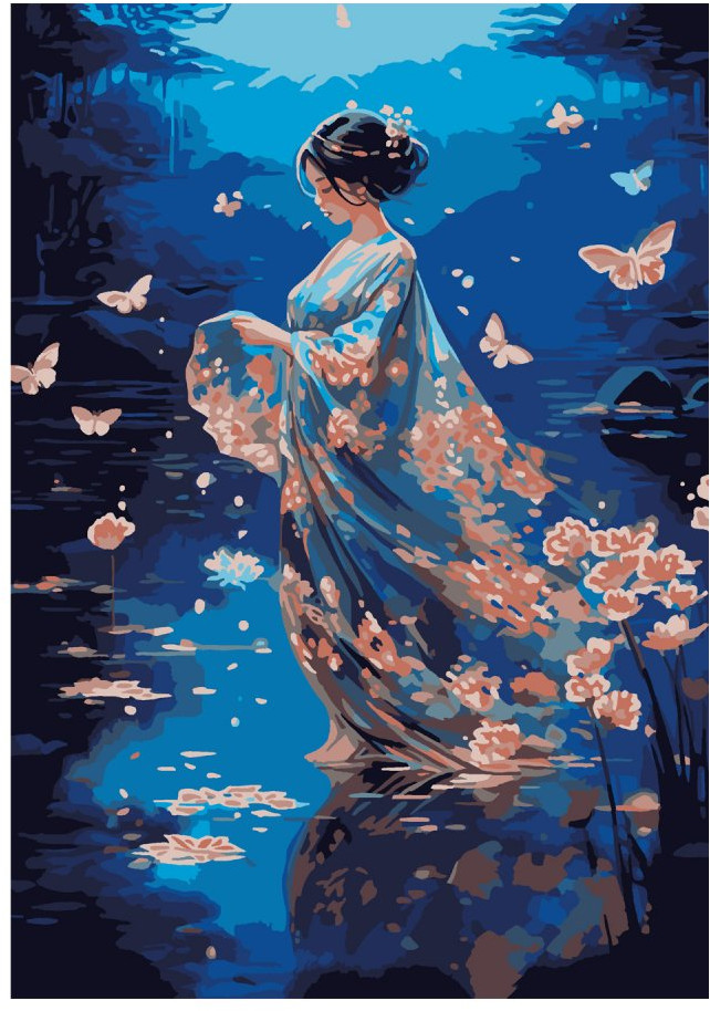 Картина по номерам «Девушка на озере» | Lori