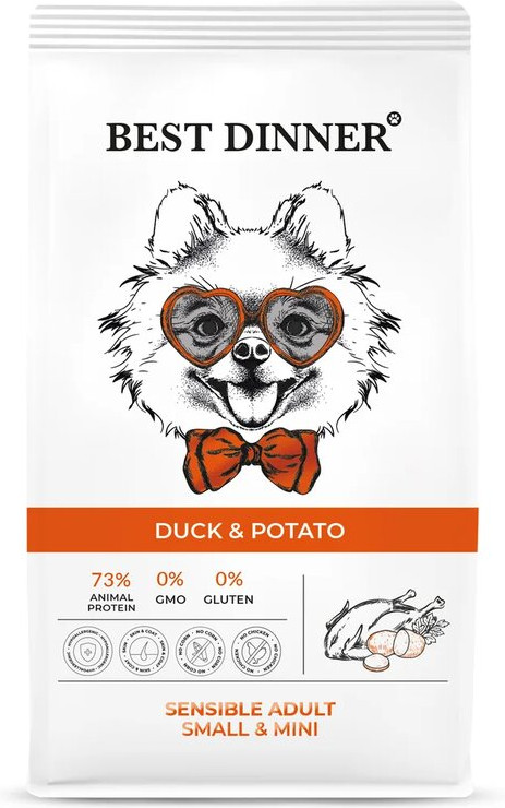 Корм сухой для собак мелких пород с уткой и картофелем | Best Dinner
