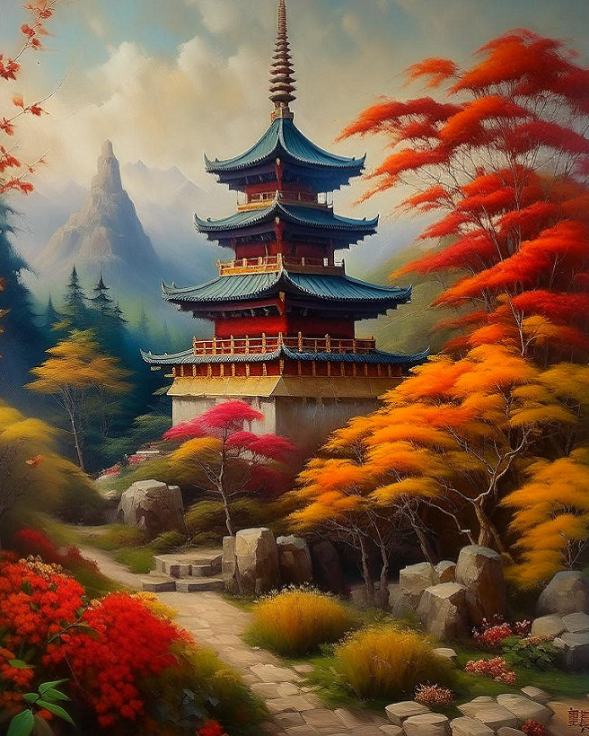 Картина по номерам «Пагода» | Арт Фея