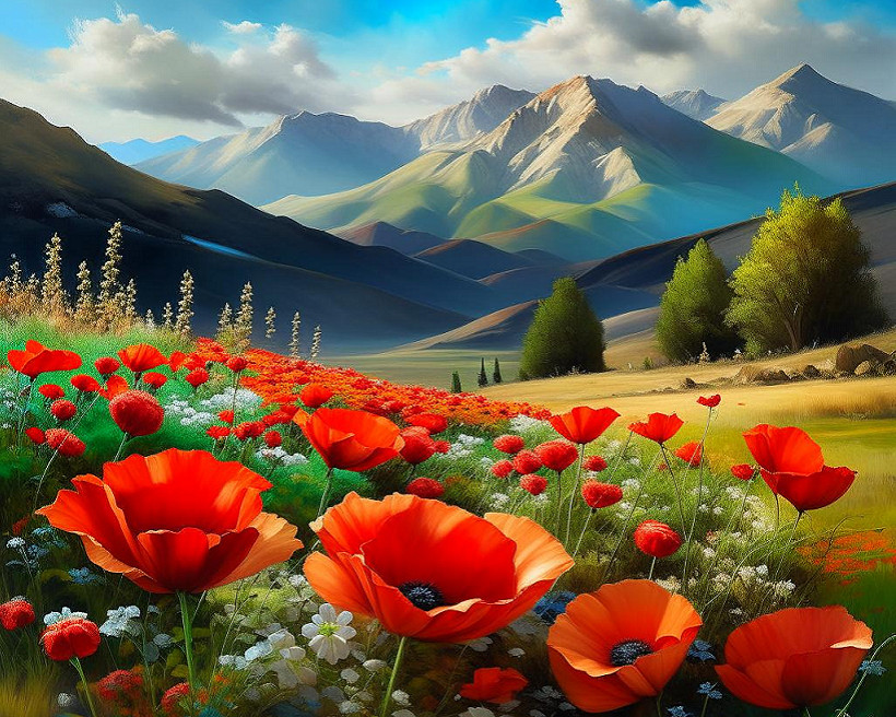 Картина по номерам «Горные маки» | Арт Фея