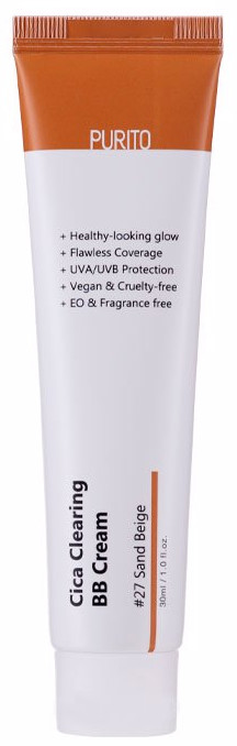 BB-крем для чувствительной кожи лица SPF 38 «Cica Clearing BB Cream», оттенок 27 Sand Beige | PURITO