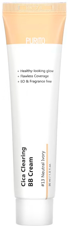 BB-крем для чувствительной кожи лица SPF 38 «Cica Clearing BB Cream», оттенок 13 Neutral Ivory | PURITO