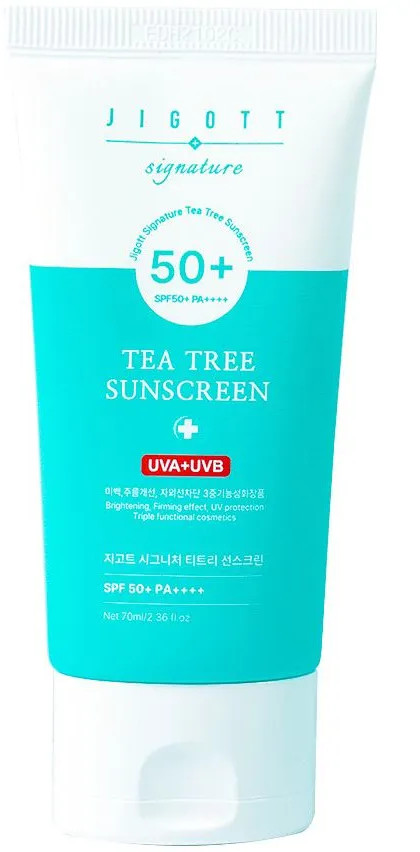 Крем для лица солнцезащитный с экстрактом чайного дерева SPF 50 «Signature Tea Tree Sunscreen» | Jigott