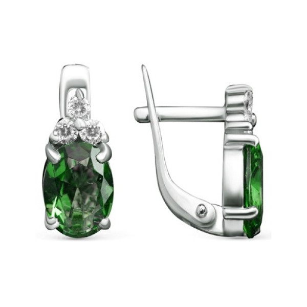 Серьги из серебра с алпанитами и фианитами | Lucente Silver