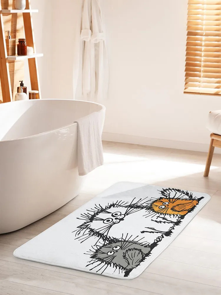 Коврик для ванной комнаты «Мохнатые коты» | Мохнатые коты | JoyArty