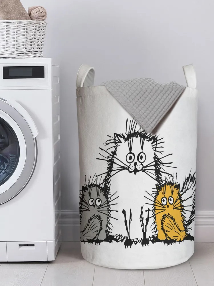 Корзины для белья «Мохнатые коты» | Мохнатые коты | JoyArty