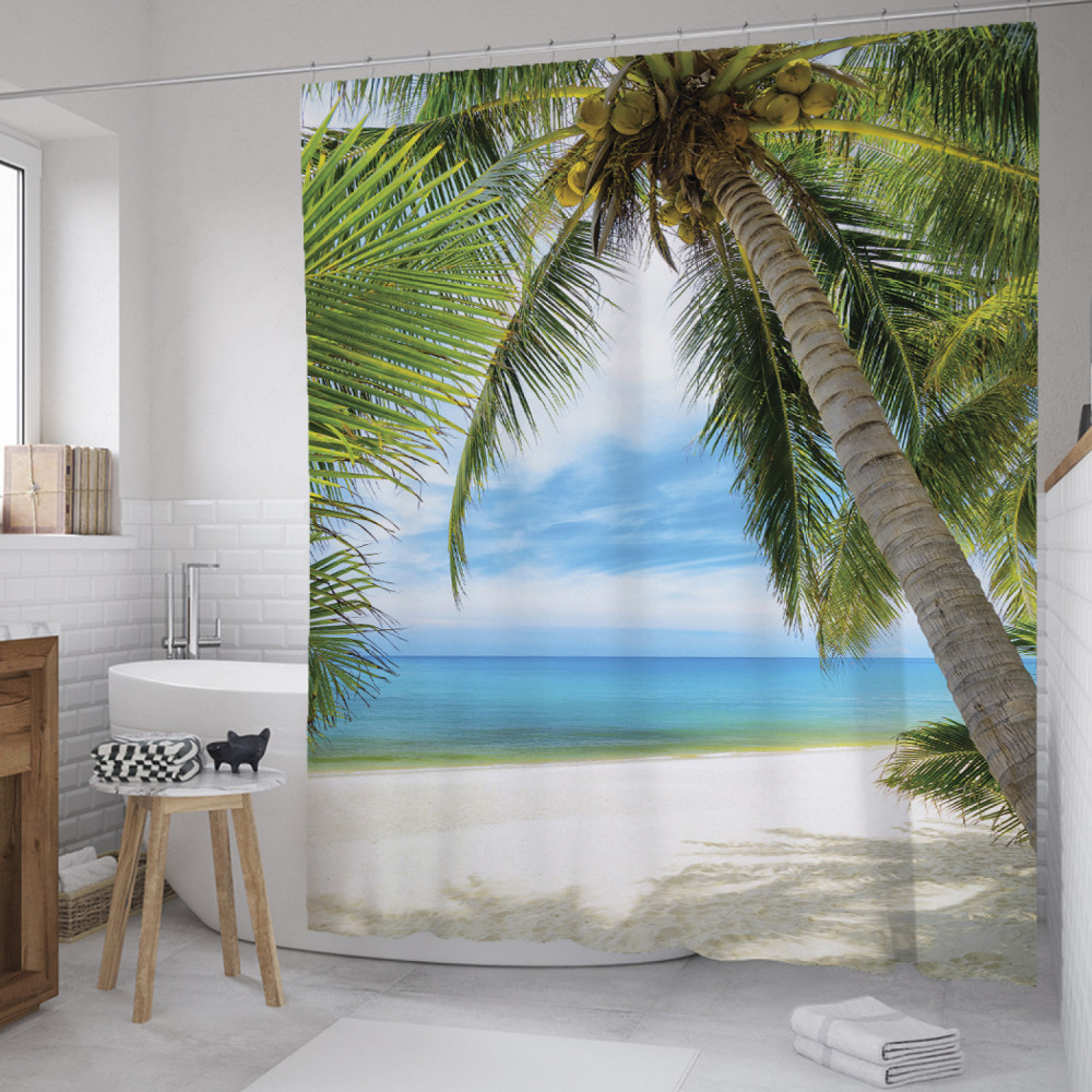 Штора для ванной комнаты «Светлый солнечный пляж» | Светлый солнечный пляж | JoyArty
