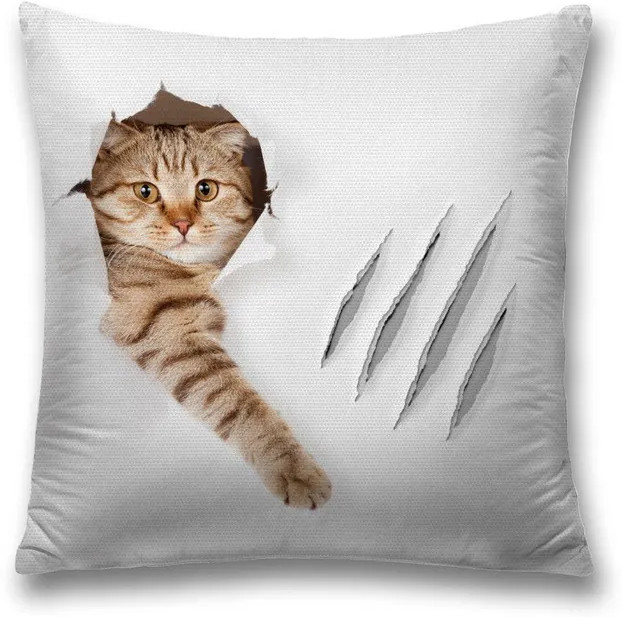 Наволочка декоративная «Кот с царапиной» | Кот с царапиной | JoyArty