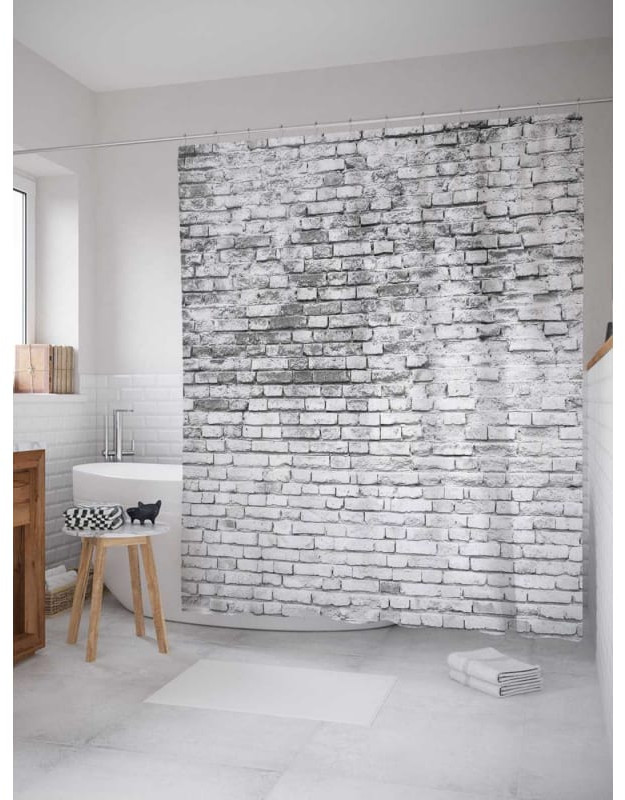 Штора для ванной «Старые кирпичи» | Старые кирпичи | JoyArty