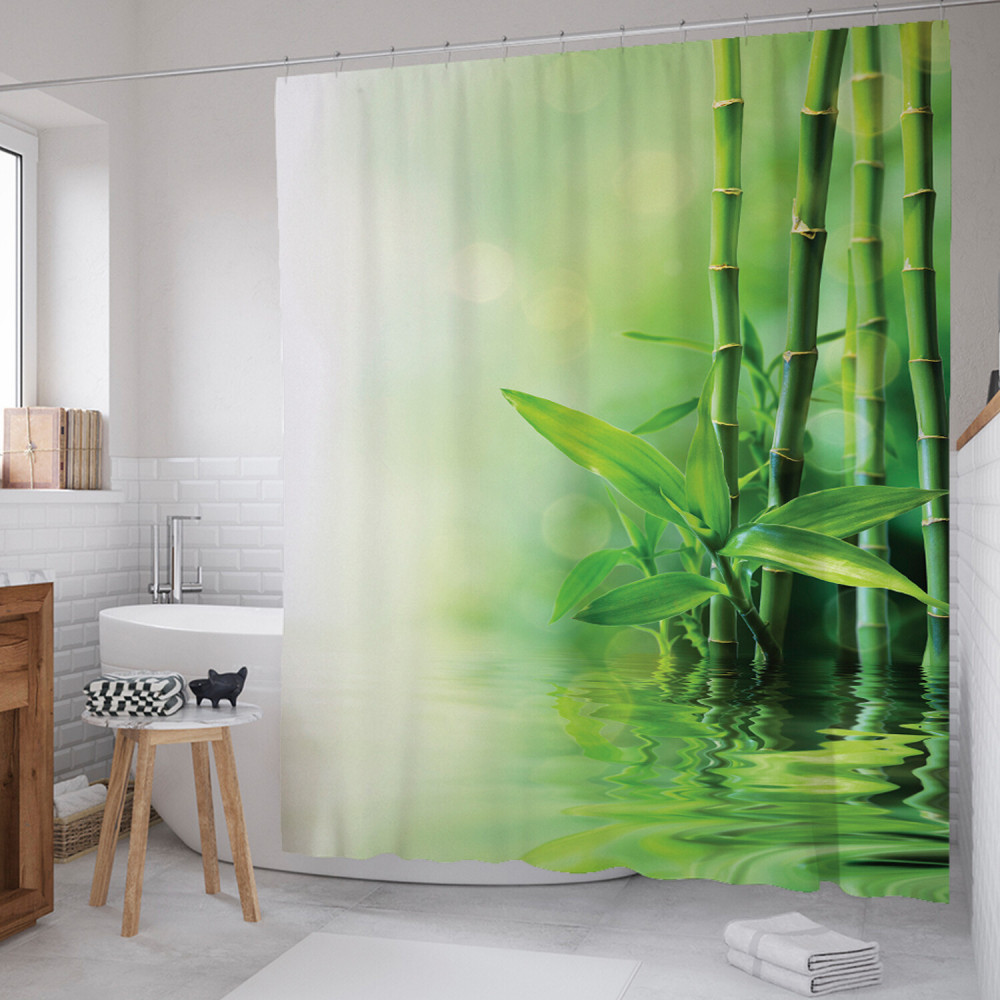 Штора для ванной комнаты «Бамбук у воды» | Бамбук у воды | JoyArty