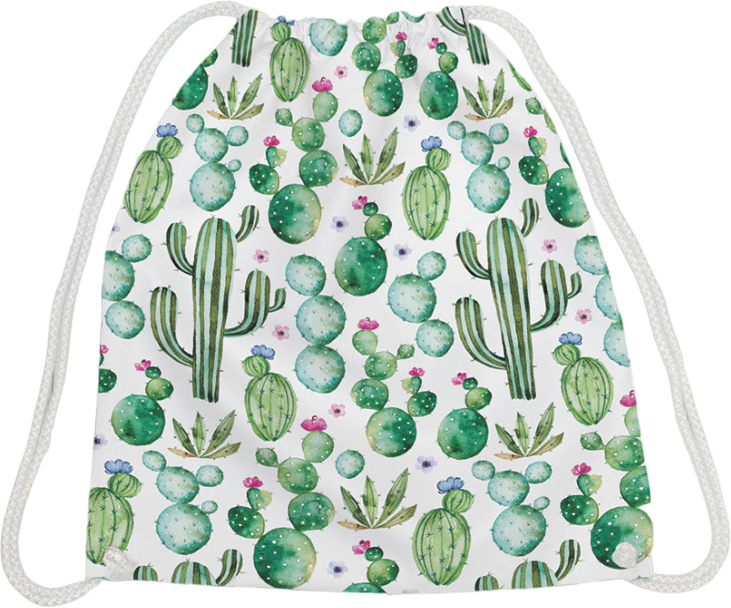 Сумка-мешок для сменной обуви и спортивной одежды | Кактус акварелью | JoyArty