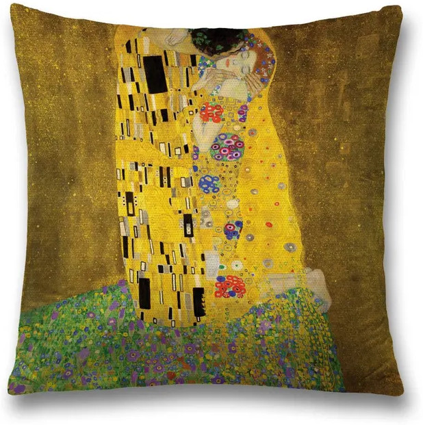 Наволочка декоративная «Густав Климт Поцелуй» | Густав Климт Поцелуй | JoyArty