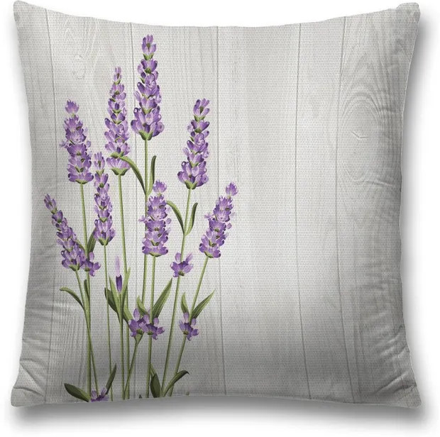 Наволочка декоративная «Лаванда у забора» | Лаванда у забора | JoyArty