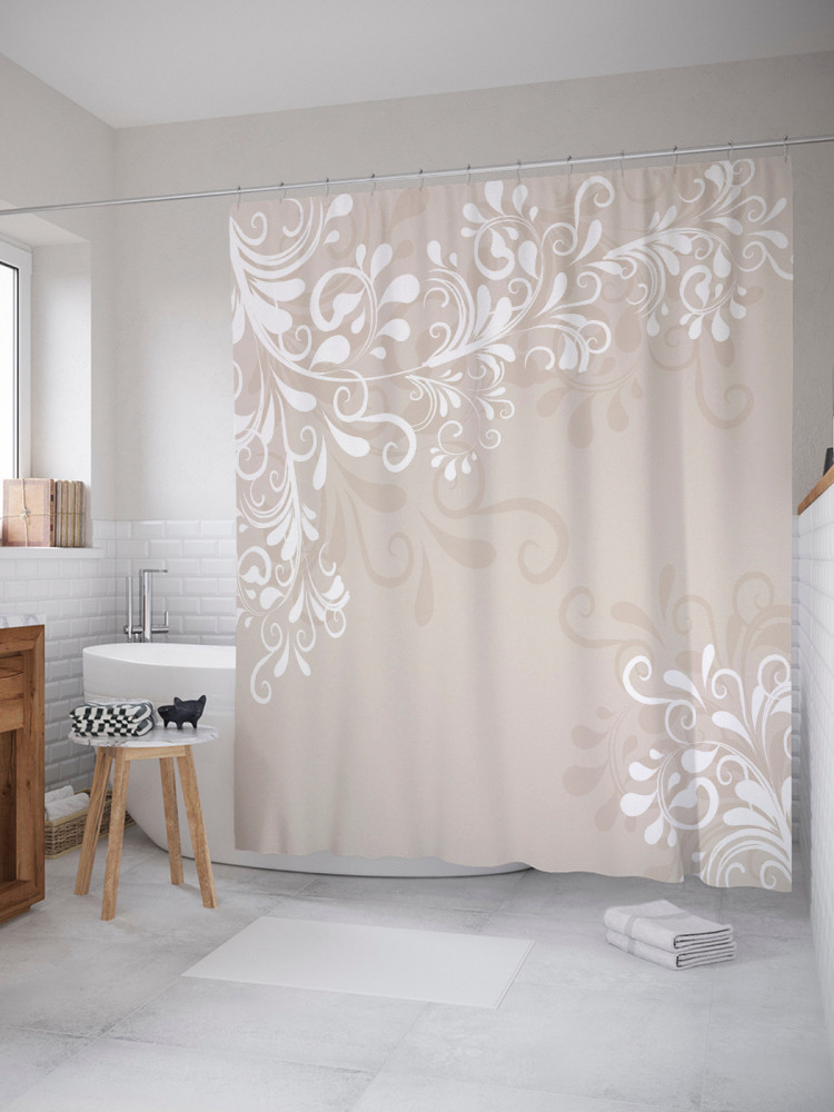 Штора для ванной «Веточки в бутах» | Веточки в бутах | JoyArty