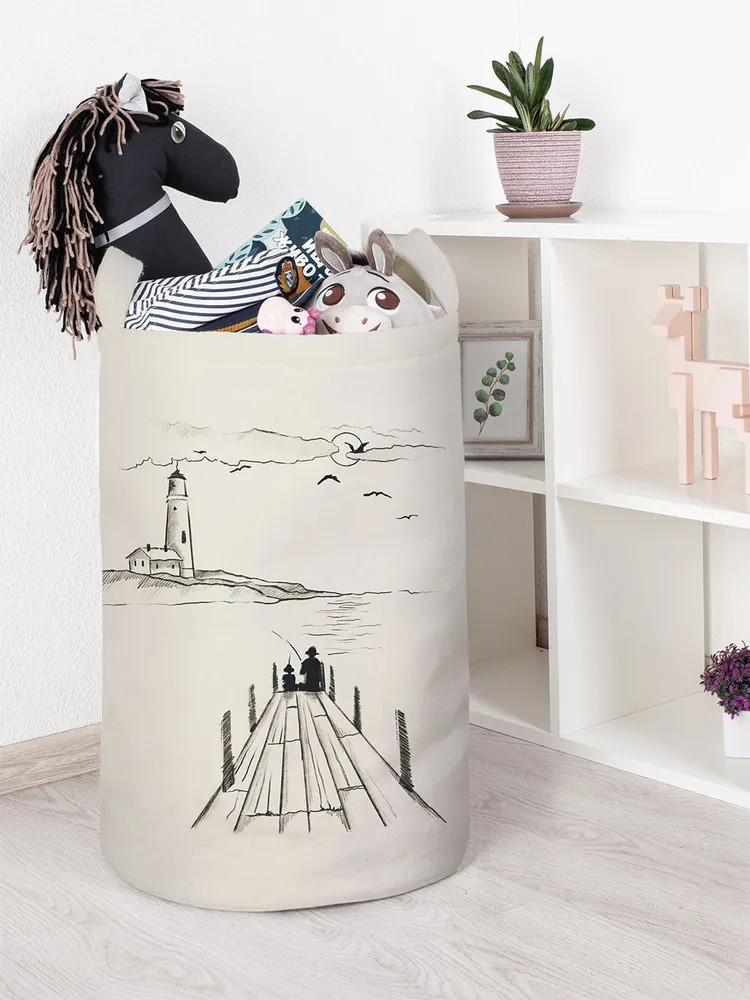 Корзина для игрушек «Рыбалка с видом на маяк» | Рыбалка с видом на маяк | JoyArty