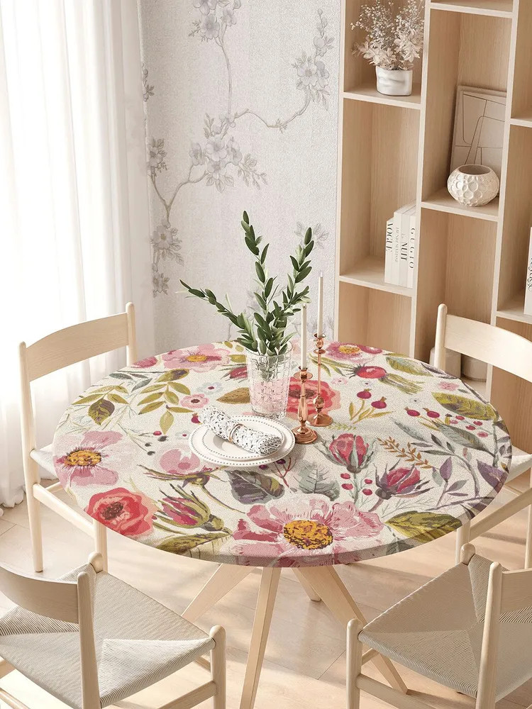 Скатерть на резинке «Цветочная солянка» | Цветочная солянка | JoyArty