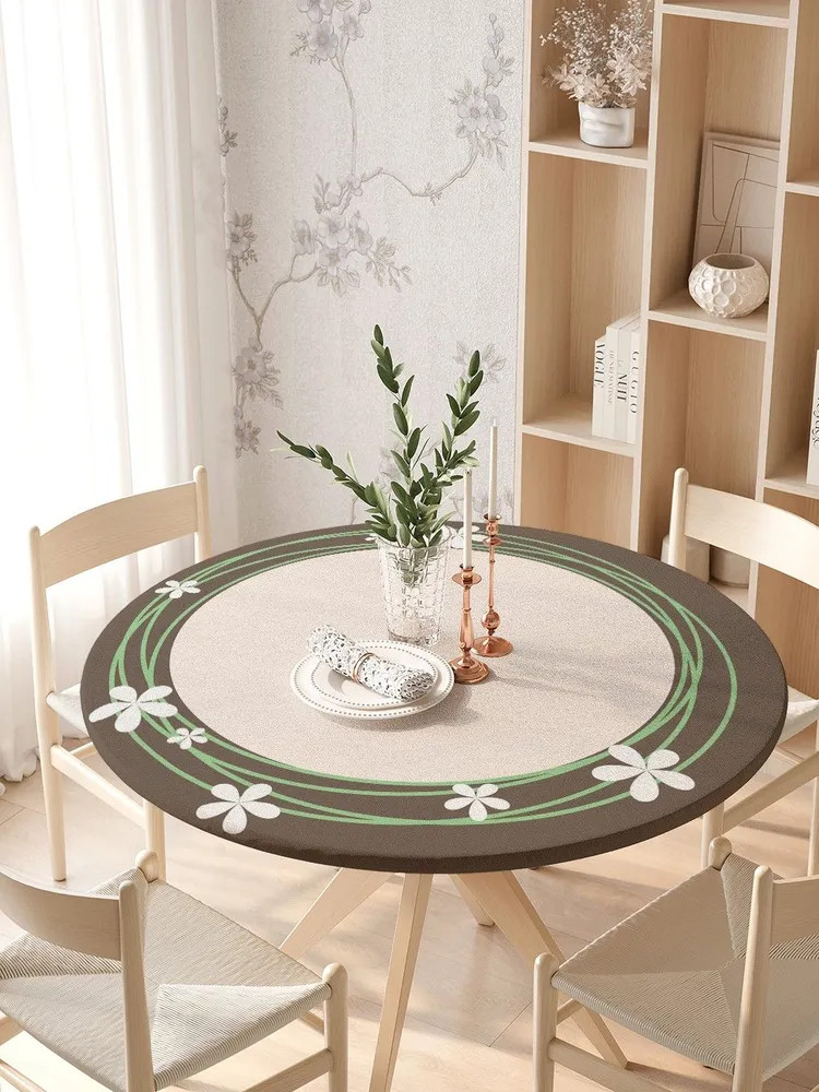 Скатерть на резинке «Круг с цветами» | Круг с цветами | JoyArty