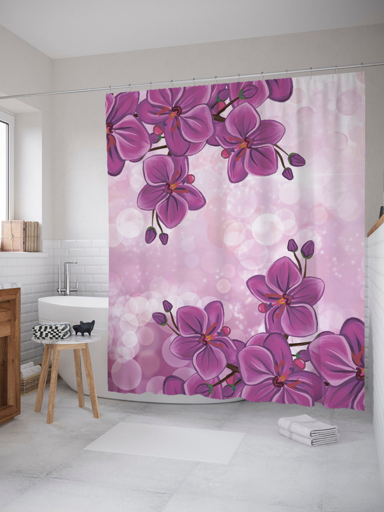 Штора для ванной «Орхидеи на боке» | Орхидеи на боке | JoyArty