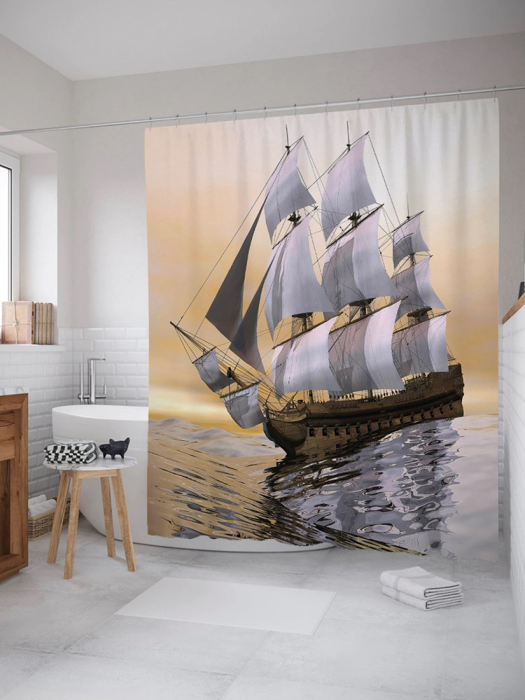 Штора для ванной «Борьба с волнами» | Борьба с волнами | JoyArty