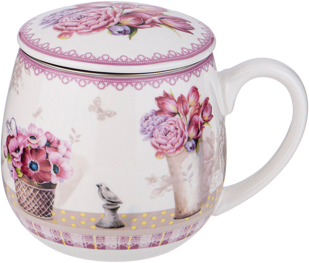 Кружка заварочная с ситечком | Тюльпаны | Lefard